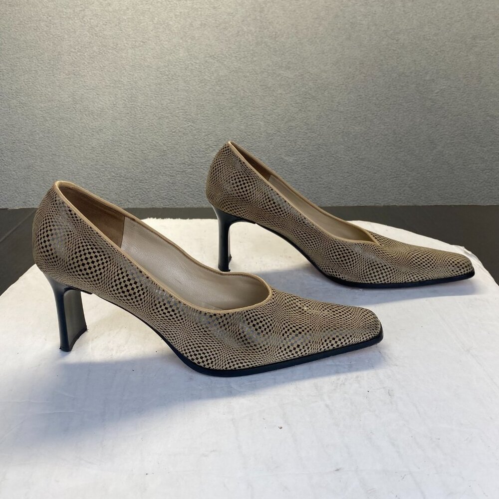 Sergio Cerruti Roma Womens Gold Leather Square Toe Heels,Size 41,Preppy - Picture 3 of 13
